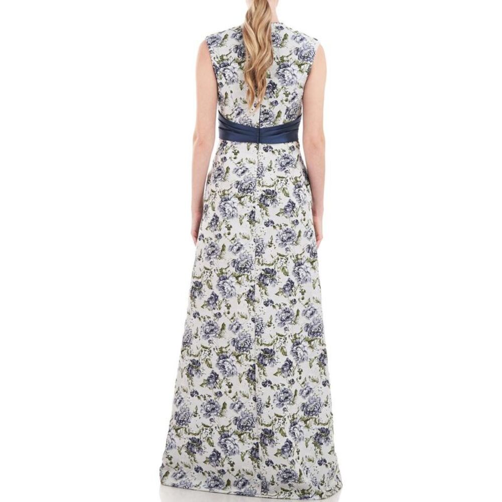 Kay Unger New York Womens Ansley White Floral Pleated Evening Dress Gown NWT - Picture 2 of 5